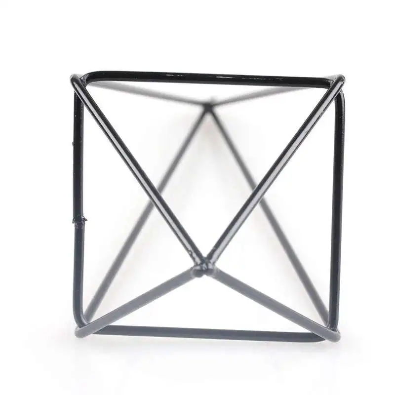 Modern Rustic Art Style Freestanding Hanging iron Tillandsia Air Plant Rack Holder Black 10.2 Inches Height Quadrilateral Pyra