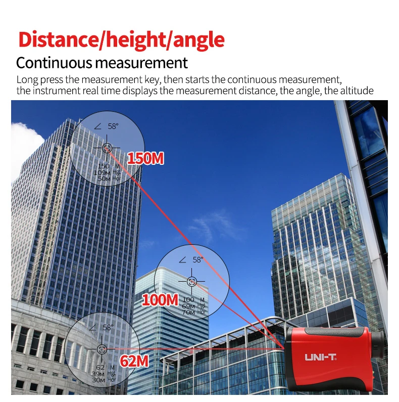 UNI-T лазерный дальномер для гольфа LM800 лазерный дальномер телескоп измеритель расстояния угол высоты