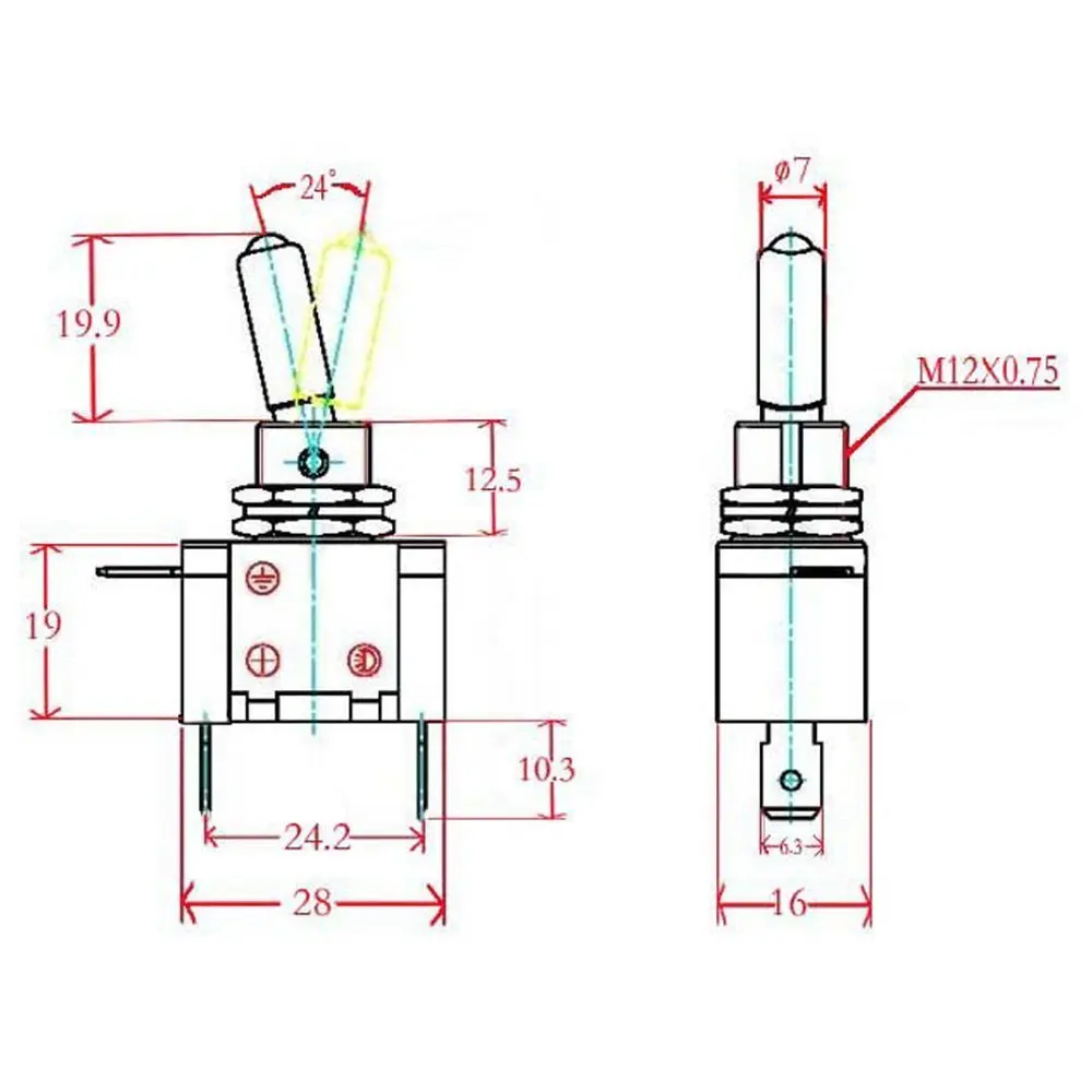 12V 20A автомобильный красный чехол светодиодный светильник SPST тумблер кулисный переключатель управление вкл/выкл самолет ракета Стиль откидная крышка кнопка