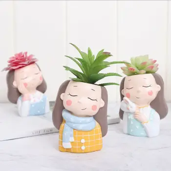 

Cute Girls Shaped Flower Pot Succulent Cactus Plant Pots Bonsai Planter For Home Garden Office Desktop Decoration