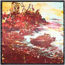 Pintura A óleo do Navio Porta Lenço Quadrado Lenços de Seda Sentimento 90 cm Jogo Acessório Vestuário Adicionar a Roupa Da mulher Da Menina Presente 90FJ31