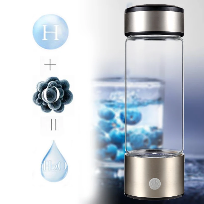 430ml Portable USB Hydrogen-Rich Water Ionizer Maker Cup Generator Bottle Silver