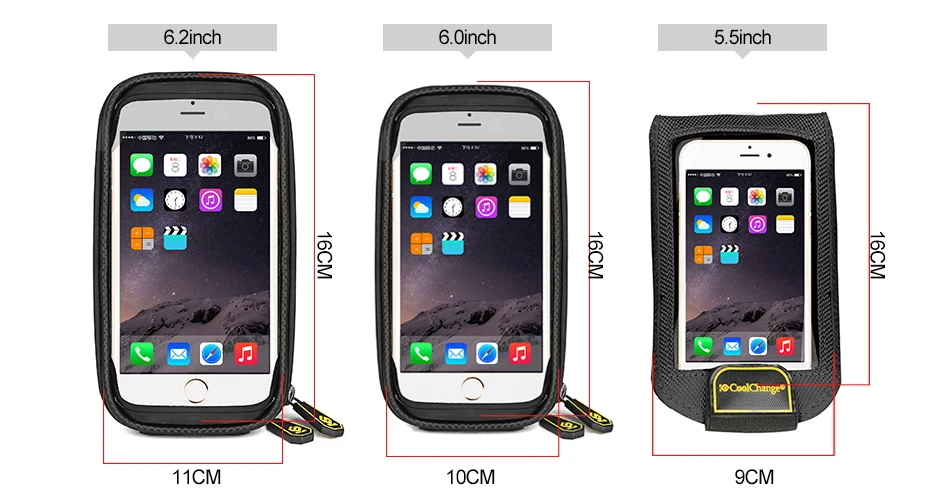 Best CoolChange Bike Bag  6.2 Inch Touch Screen Bicycle Bag Front Frame Top Cell Phone TPU Cycling Bag Double Pouch MTB Accessory 2