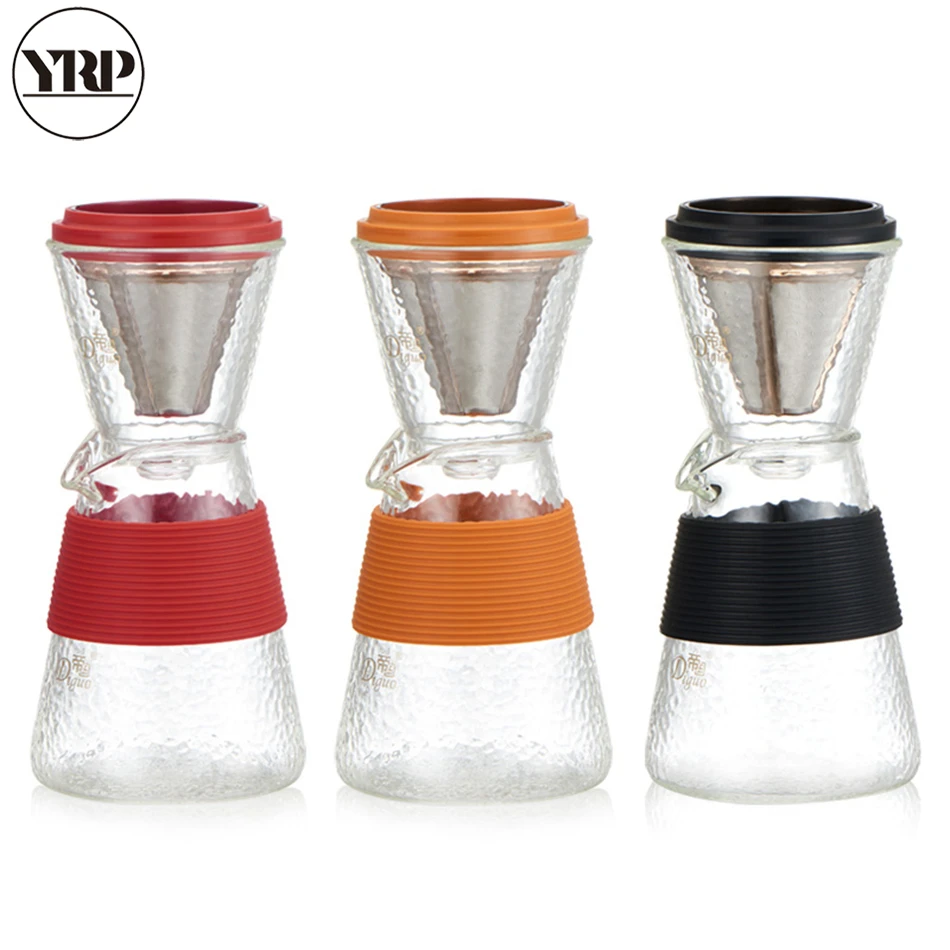 YRP 400ml Japan Crystal Pour Over Coffee Maker Glass Filter Dripper Percolators Stainless Steel Household | Дом и сад