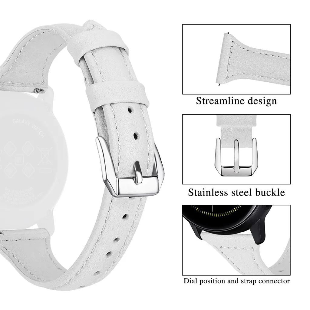 

Leather Bands Replacement Wristband Straps For Samsung Galaxy Watch Active strap accessories Smart Watch Band Strap