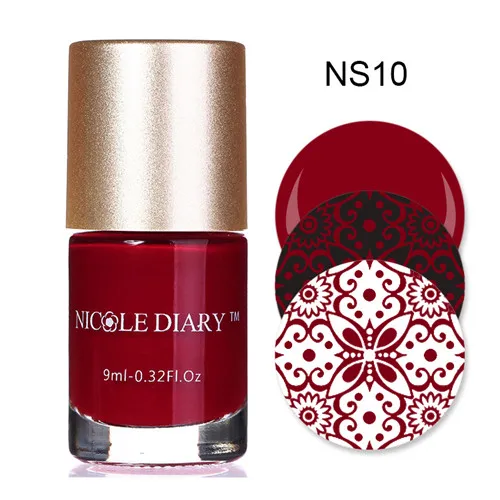 NICOLE DIARY 9 мл стемпинг ногтей покрытие лак красочный дизайн ногтей пластина печать лак оболочка лак для ногтей - Цвет: Regular NS10