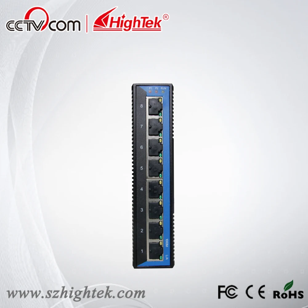 HighTek HK-86008 Gigabit Din-rail mounting Industrial 10/100/1000M 8 port network Ethernet switch