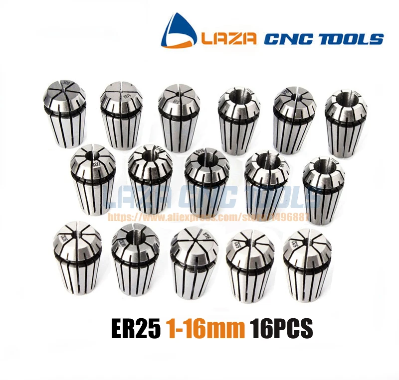 16Pcs/lot ER25 collet 16PCS ER25 collet set (1 16mm) for CNC milling
