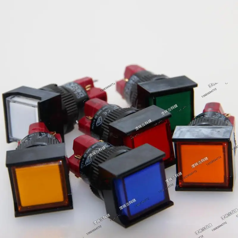 

[SA]Taiwan Progressive Alliance D16LMS2-1AB D16LAS2-1AB G R B W Y square RESET lock button switch single touch button DECA-10pcs
