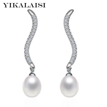 

YIKALAISI 925 Sterling Silver Jewelry new fashion for office women Natural Pearl jewelry 8-9mm pearl Earrings For Women