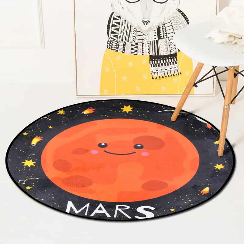 Мультяшный ковер Smiley Sun Mars с планетой Мягкие плотные большие круглые коврики для