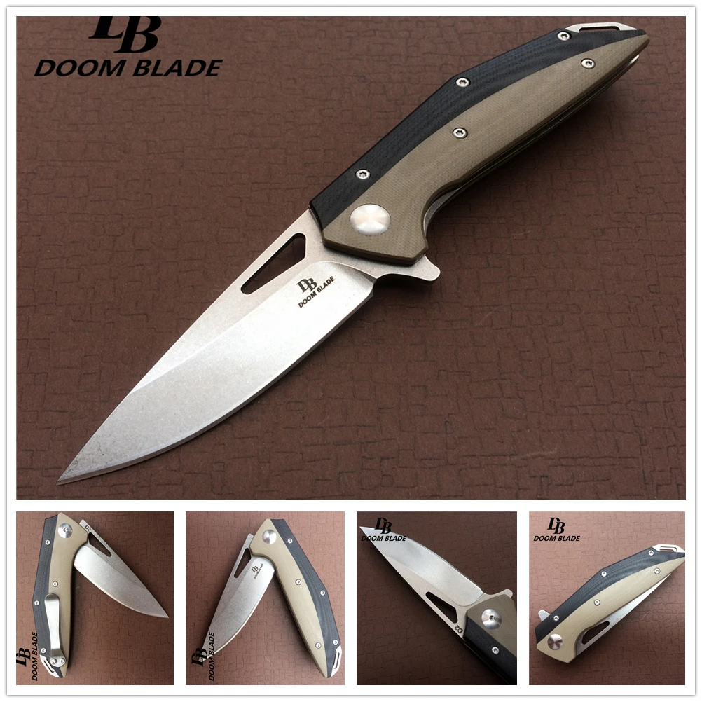 

60-61HRC 7.9" Knives D2 Blade G10 Handle Ball Bearing Folding Knife Survival Tool Pocket Knifes Tactical Edc Outdoor Tool