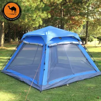 

DESERT CAMEL Outdoor Recreation Family Camping 4 Person Gazebo Tent UV Polyester Travel Automatic Tent Awning For The Beach