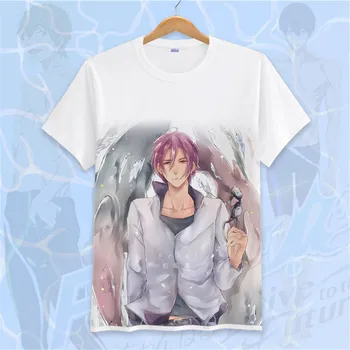 

New Anime Free ! Iwatobi Club Haruka Nanase Men T Shirt Summer Short Sleeve Cartoon Cosplay Men T-Shirts