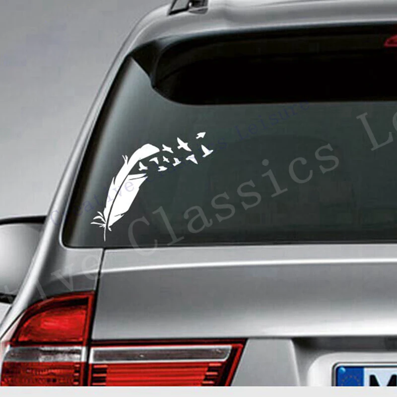 Feather Car Decal birds car stickers Natural vinyl car decal stickers