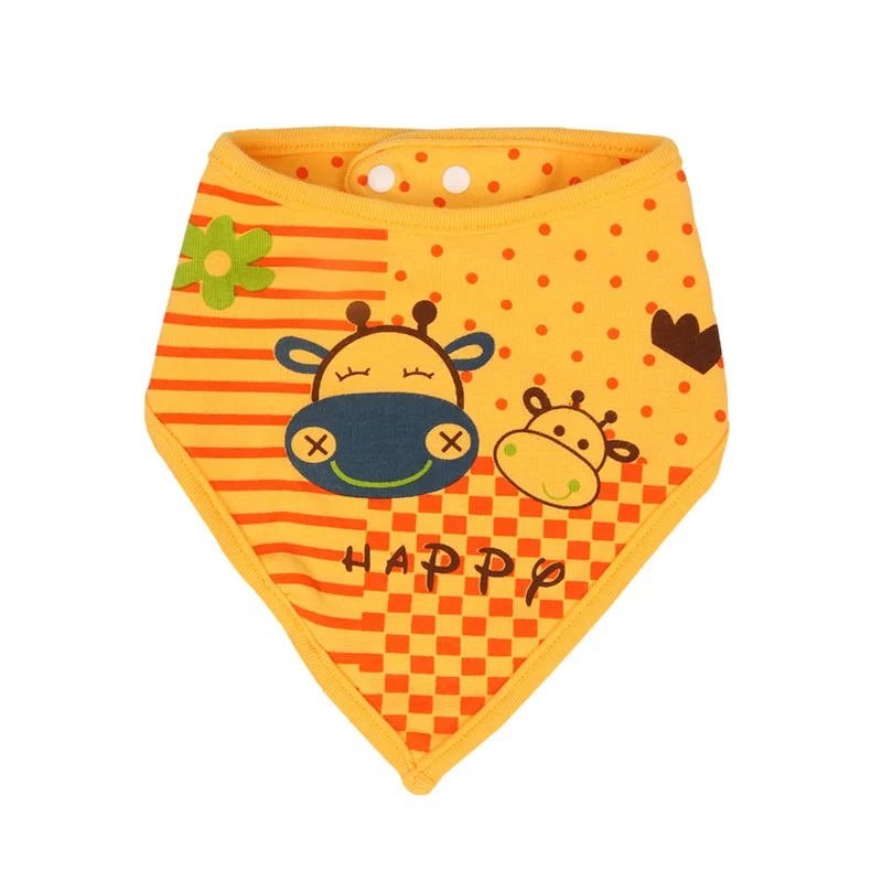 4PCS Baby Bibs Set Happy Cow Baby Bandana Drool Bibs Cartoon Pattern Saliva Towel Baby Bibs Cotton Both Sides Newborn Burp Cloth (2)