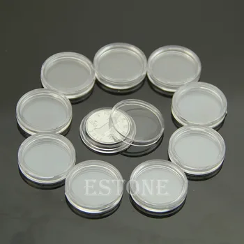 

10PCS Applied Clear Round Cases Coin Storage Capsules Holder Round Plastic 20mm