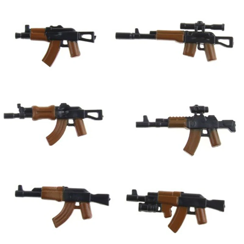 

6pcs/Lot Military Series Third-party Moc Military Weapon mini Rifle Sniper Rifle Submachine Gun Building Blocks Kid Toys