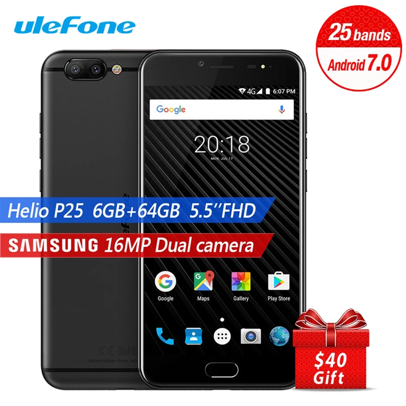 Ulefone T1 смартфон с 5 5-дюймовым дисплеем восьмиядерным процессором Helio P25 ОЗУ 6 ГБ ПЗУ