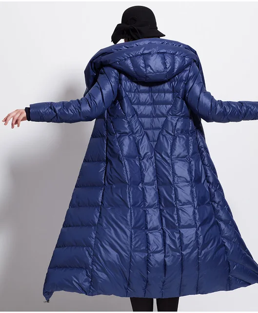 Женское зимнее пуховое пальто, водонепроницаемая длинная толстая большая шляпа, черные, темно-синие женские куртки 1