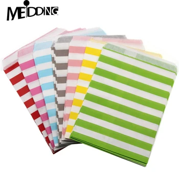 

100pcs Nice Colorful Stripe Food Greaseproof Paper Bag Kids Candy Buffet Favor Gift Wedding Decoration Birthday Party Supplies