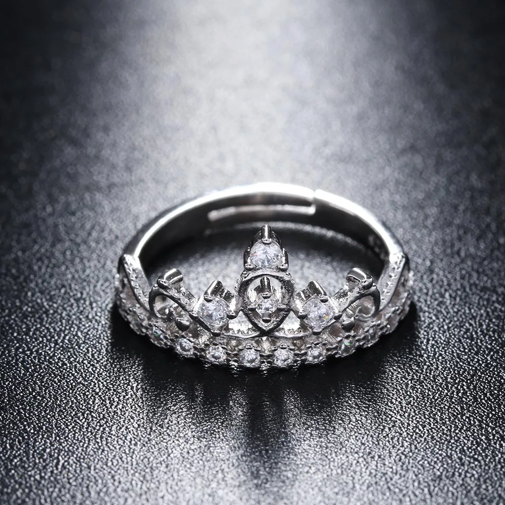 1 шт посеребренные императорские кольца в виде короны принцессы для женщин и девочек кольца с кристаллами и цирконием ювелирные украшение невесты Bijoux Femme регулируемые