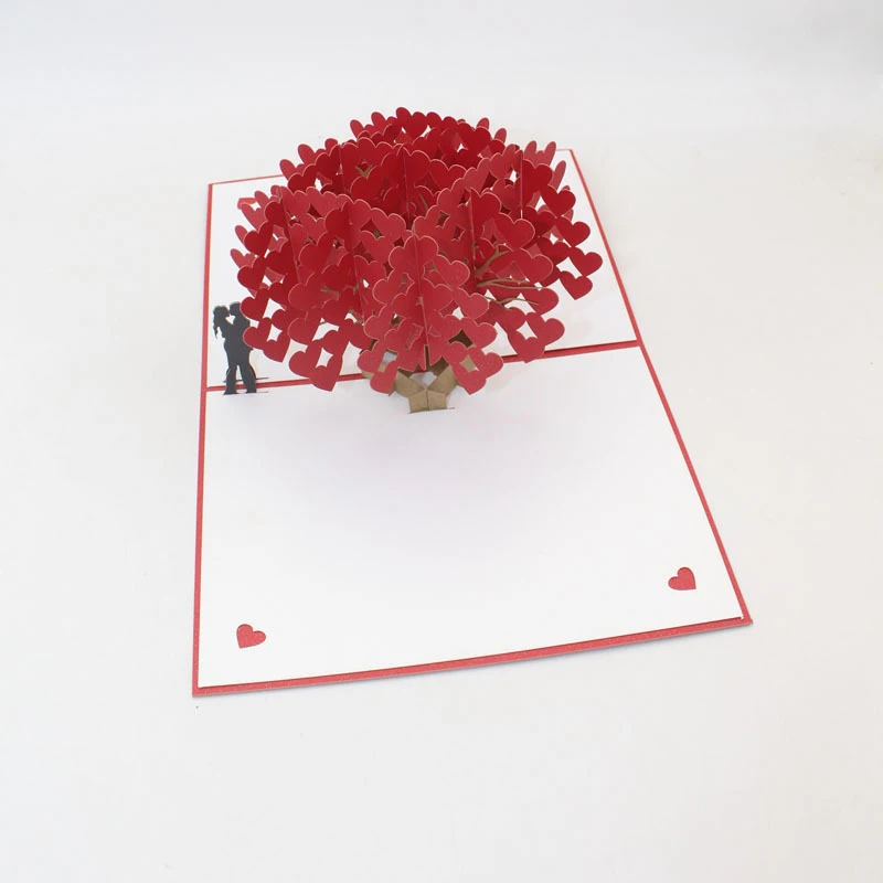  3D Handmade Red Heart Tree Lover Paper Invitation Greeting Cards PostCard Wedding Valentine's Day A - 33061551746