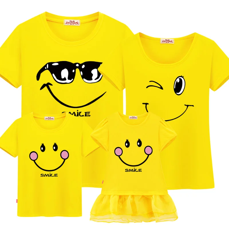 Family matching clothes mother daughter dresses son outfits cotton casual short-sleeve T-shirt family look father baby clothing