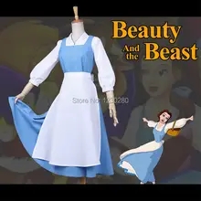

Beauty And The Beast Belle Cosplay Costume Blue Apron Suit Halloween Costumes For Adult Women Dress
