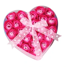 Искусственная Роза лепесток бумажное Мыло Свадебные украшения подарок на день Святого Валентина в форме сердца пакет цветок ароматические мытья рук 24 шт