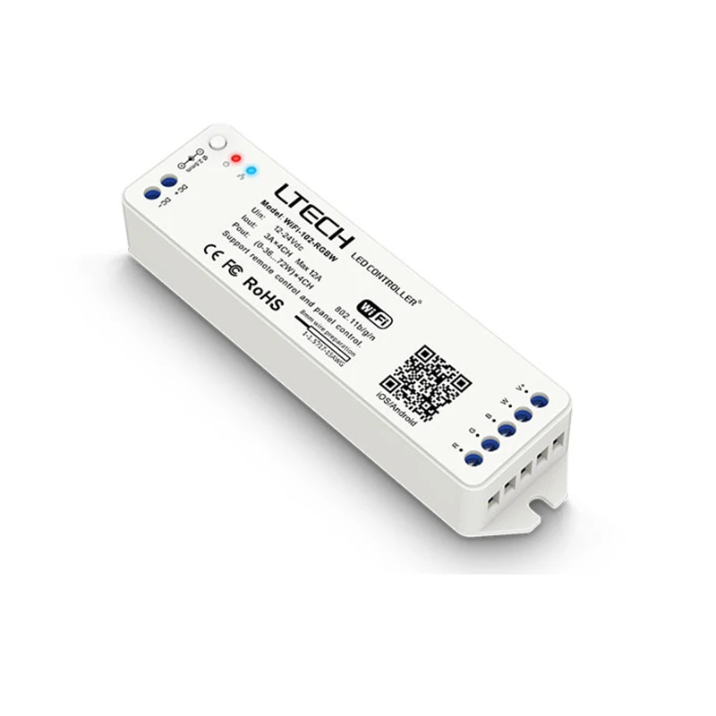

Ltech Wifi LED RGBW controller 12V WiFi Led rgbw strip controller DC12V -24V 3A*4CH Output 5050 rgbw strip wifi controller
