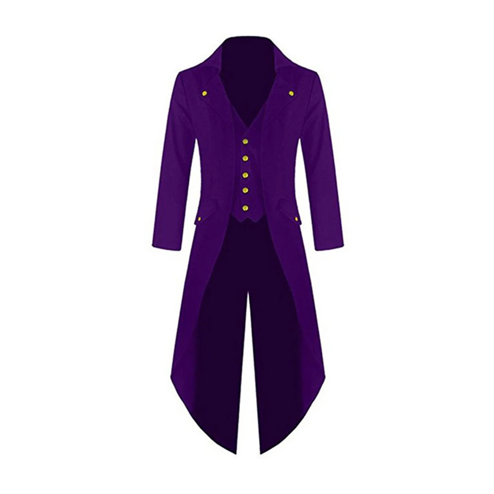 Purple Стимпанк Косплей черный длинный Тренч Винтаж классические мужские пальто ретро мужские куртки костюм на Хэллоуин для мужчин и женщин - Цвет: Purple