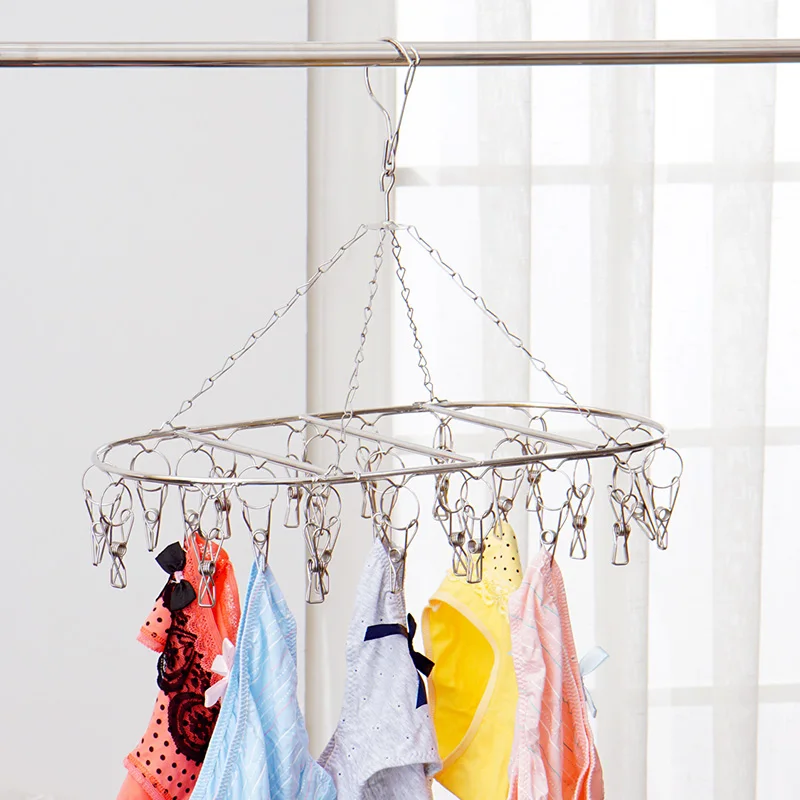 Buy 26 Clips Stainless Steel Oval Clothes Drying Rack