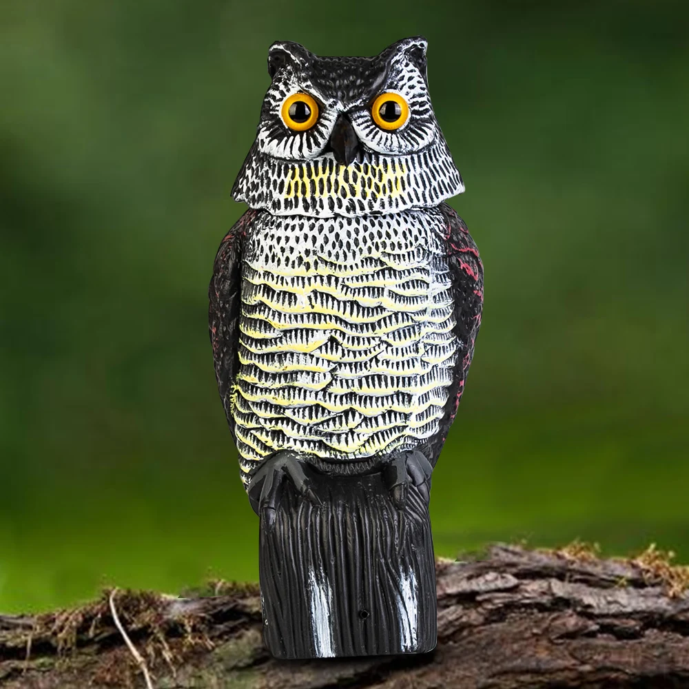 Realistic Bird Scarer Rotating Head Owl Decoy Protection Repellent Bird Pest Control Scarecrow Garden Yard Decor