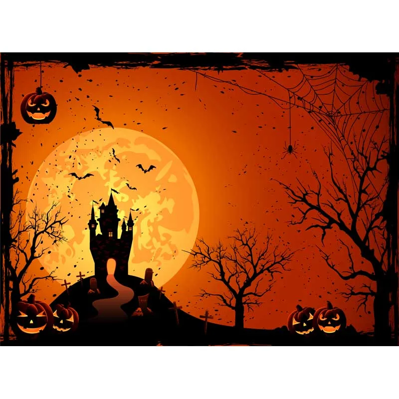 

Vinyl Photography Background Retro Cartoon Castle Halloween Newborn Computer Print Children Backdrops for Photo Studio ZR-142