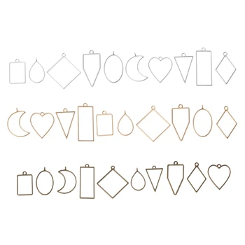 

10Pc Assorted Geometric Hollow Pressed Flower Frame Pendant Resin Jewelry Making DIY Craft hollow blank Pendants frame Christmas
