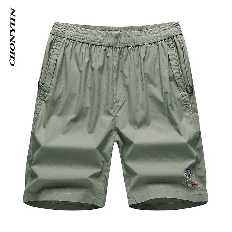Новые мужские повседневные шорты летние пляжные шорты-бермуды хлопок с принтом по колено шорты для бега быстросохнущие однотонные бордшорты