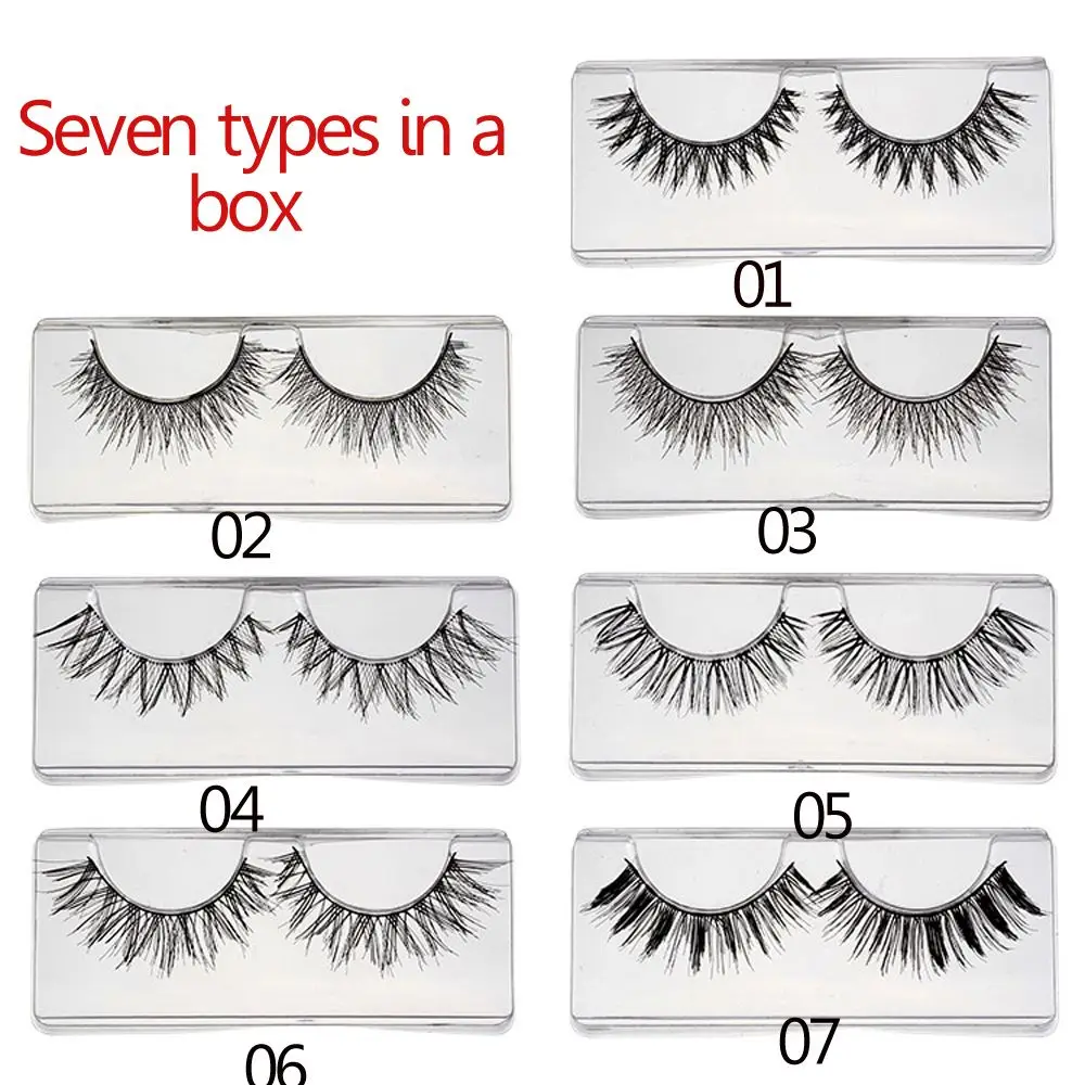 7 Pairs New Fashion Soft Handmade Mixed Types False Eyelashes Natural