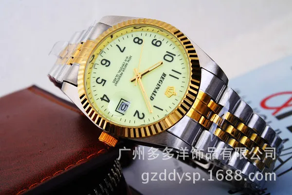 HK Fashion Brand Luxury Gold Steel Higth Gift Grade Dress Male Watches Digital Calendar Quartz Business Men's Wristwatches | Наручные