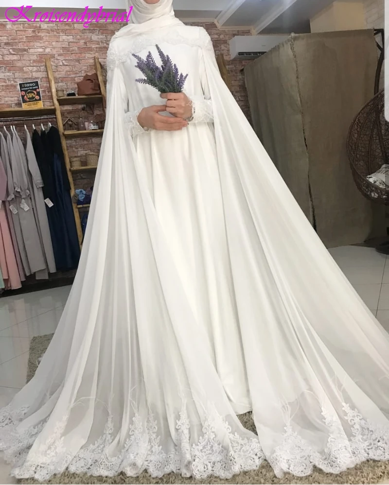 QFS029 Романтический Длинный рукав мусульманские свадебные платья robe de mariage на заказ свадебные платья Vestidos De Noiva