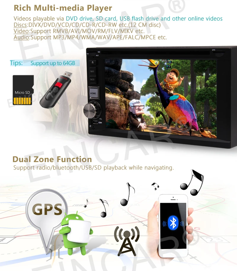 Sale Android 6.0 Car Radio 2Din GPS Car Stereo with Navigation DVD Player Headunit Supprt USB/SD/WiFi/OBD2/Cam-in/Phone Mirror+Camera 7 Sale Android 6.0 Car Radio 2Din GPS Car Stereo with Navigation DVD Player Headunit Supprt USB/SD/WiFi/OBD2/Cam-in/Phone Mirror+Camera 7