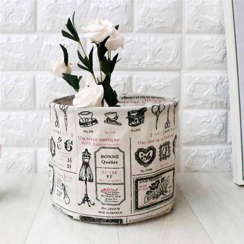 Foldable 11 Colors Storage Baskets Cartoon Printed Desktop Canvas Storage Basket For Your Crafts &Jewelery Wholesale AU10#F (14)