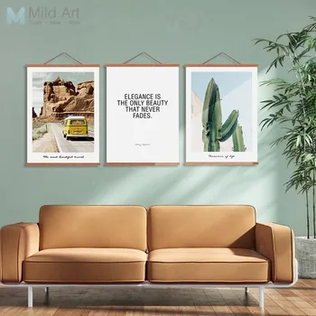 

Cars Travel Landscape Cactus Plant Inspire Quote Wooden Framed Poster Nordic Wall Art Pictures Home Decor Canvas Painting Scroll