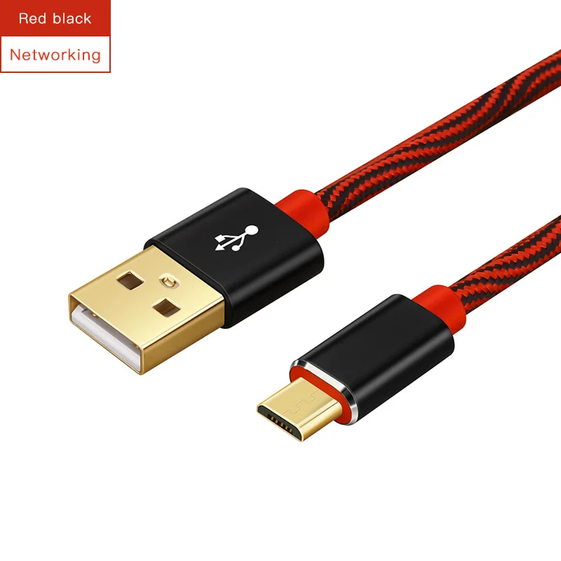 Lungfish Micro USB кабель 2.4A нейлон Быстрая зарядка USB кабель для передачи данных для samsung huawei Xiaomi Redmi Microusb зарядное устройство Micro USB кабель - Цвет: red-black