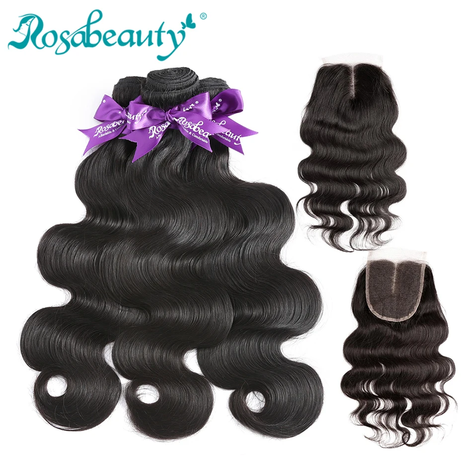 

Brazilian Body Wave Human Hair Weave Bundles With Closure Natural Black Bundles With Lace Closure Frontal Remy Hair Extensions