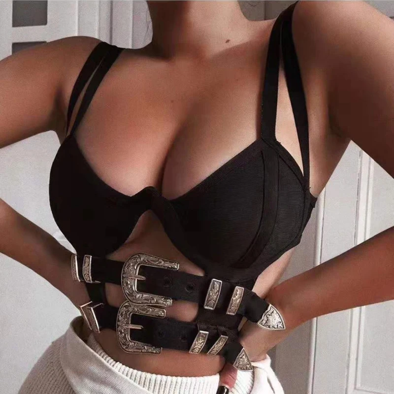 

New Arrival Women Summer Sexy Camis Cross Spaghetti Strap Bandage Crop Top Tank Stretch Hollow Out Bustier Cami drop shipping