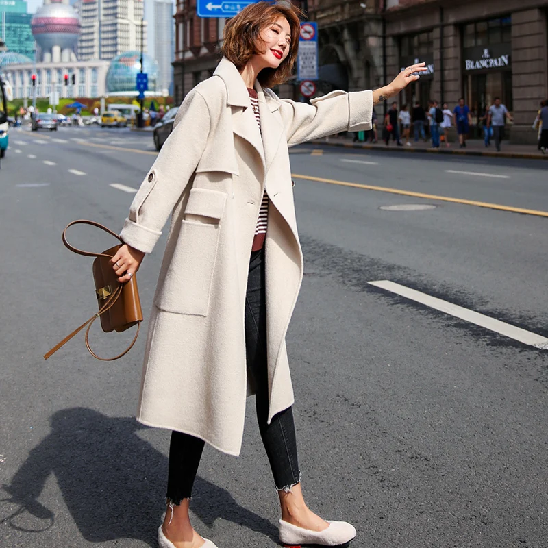 

Autumn Winter Fashion Women's Woolen Coat 2019 New Large size High quality Temperament Solid color Women's Woolen Coat NUW326