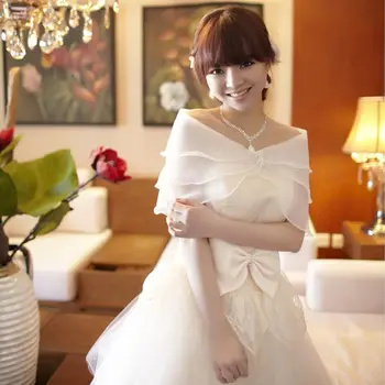 

White Elegant Multi Layer Tulle Shawl Rhinestones Wedding Wrap Bridal Seersucker Short Coat Fairy Marriage Accessories