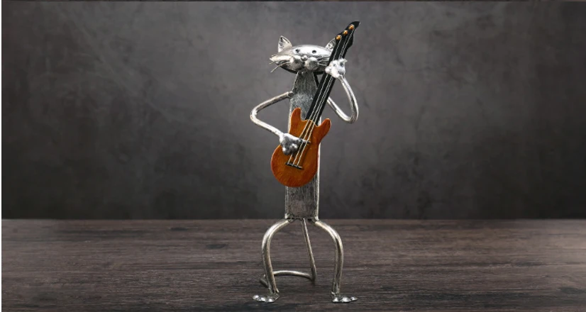Современная железная музыкальная лента абстрактная модель кошки украшения художественные работы железные фигурки кошки домашнее украшение креативные подарки на день рождения
