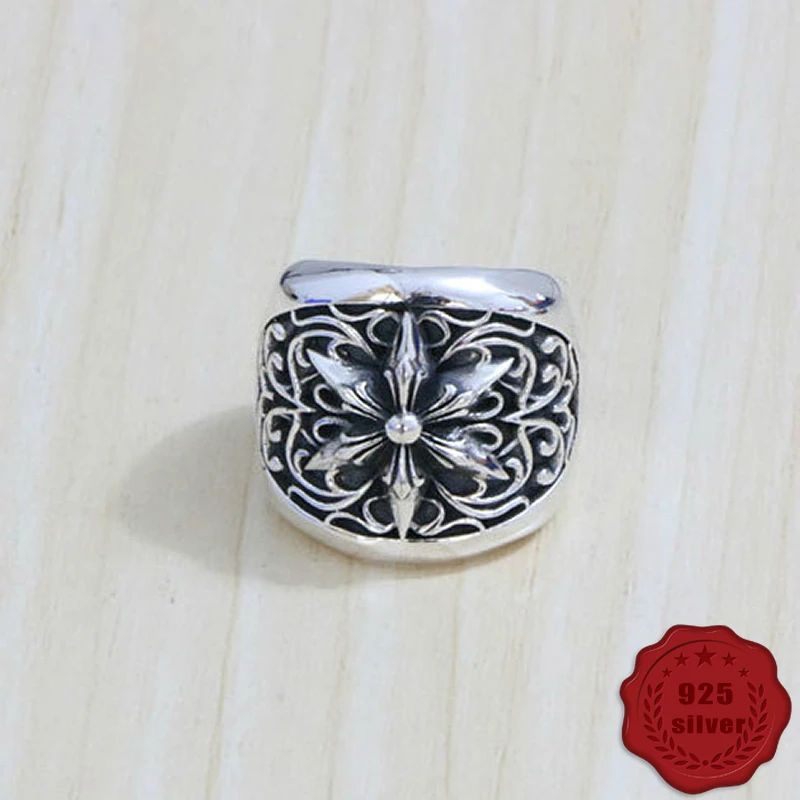 

100% 925 sterling silver hip hop six-pointed star ring creative personality punk rock hip-hop style exquisite hot sale 2018 hot